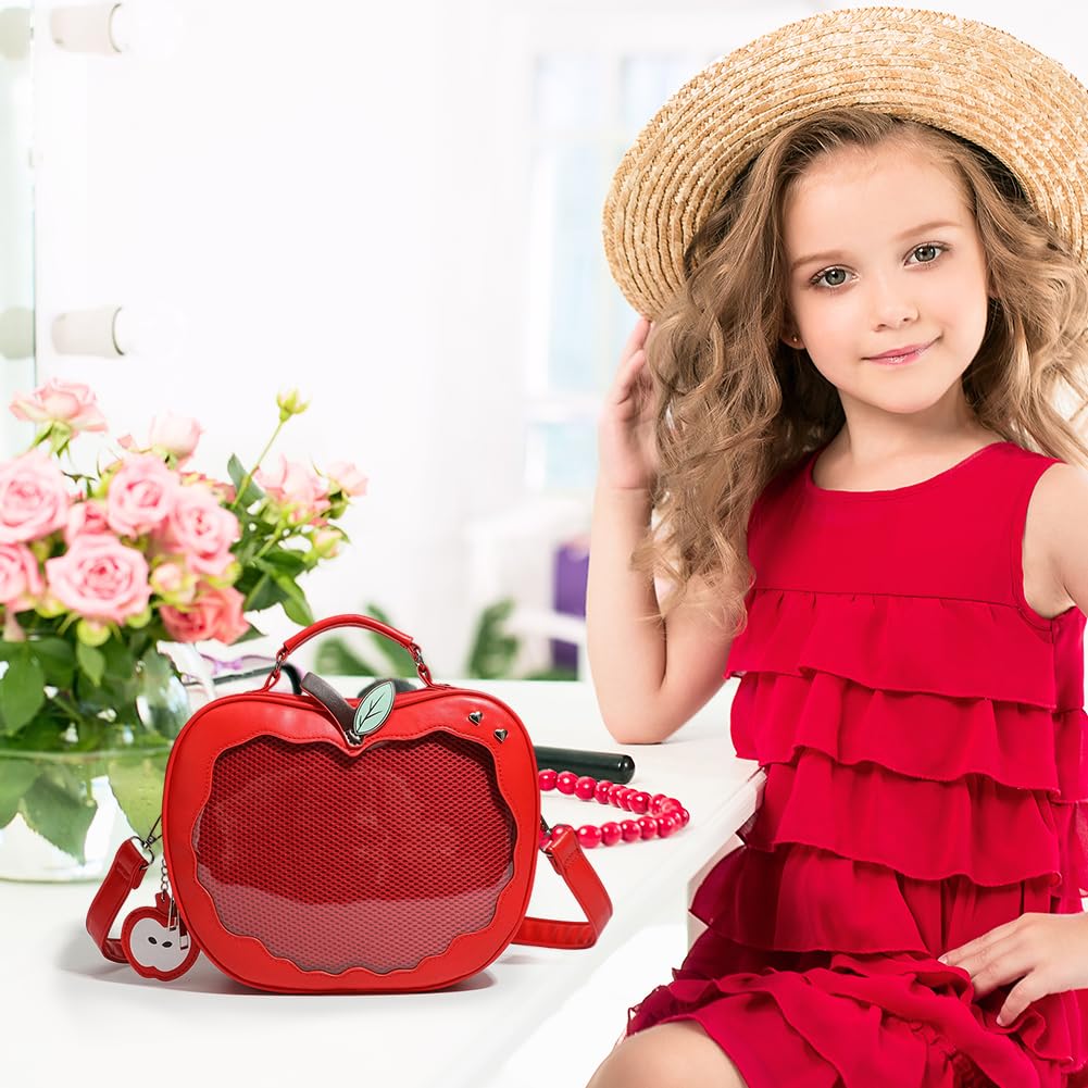 Jabłka kształt Ita torba ekspozycyjna torba crossbody plecak ze skóry PU urocza torebka crossbody wyświetlacz przezroczysta torba na ramię Y2k urocza torebka