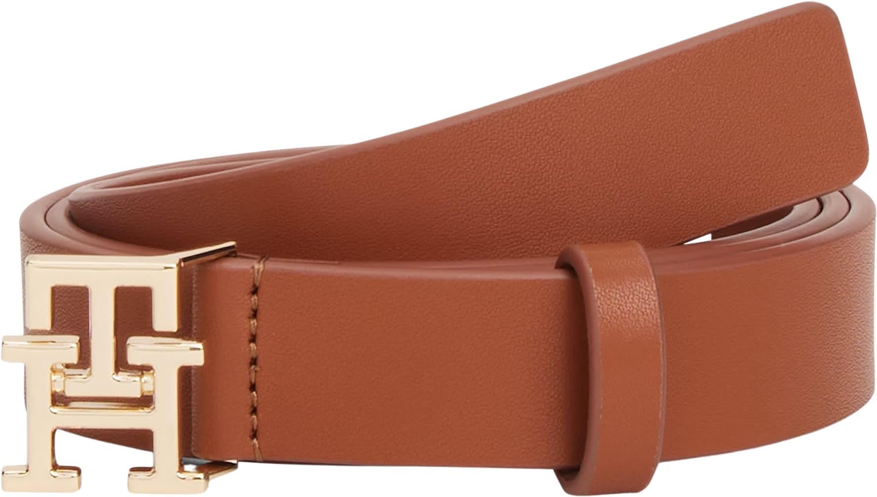 Tommy Hilfiger Damen Ledergürtel mit Logo, 2,5 cm, Braun (Winter Cognac), 90 cm