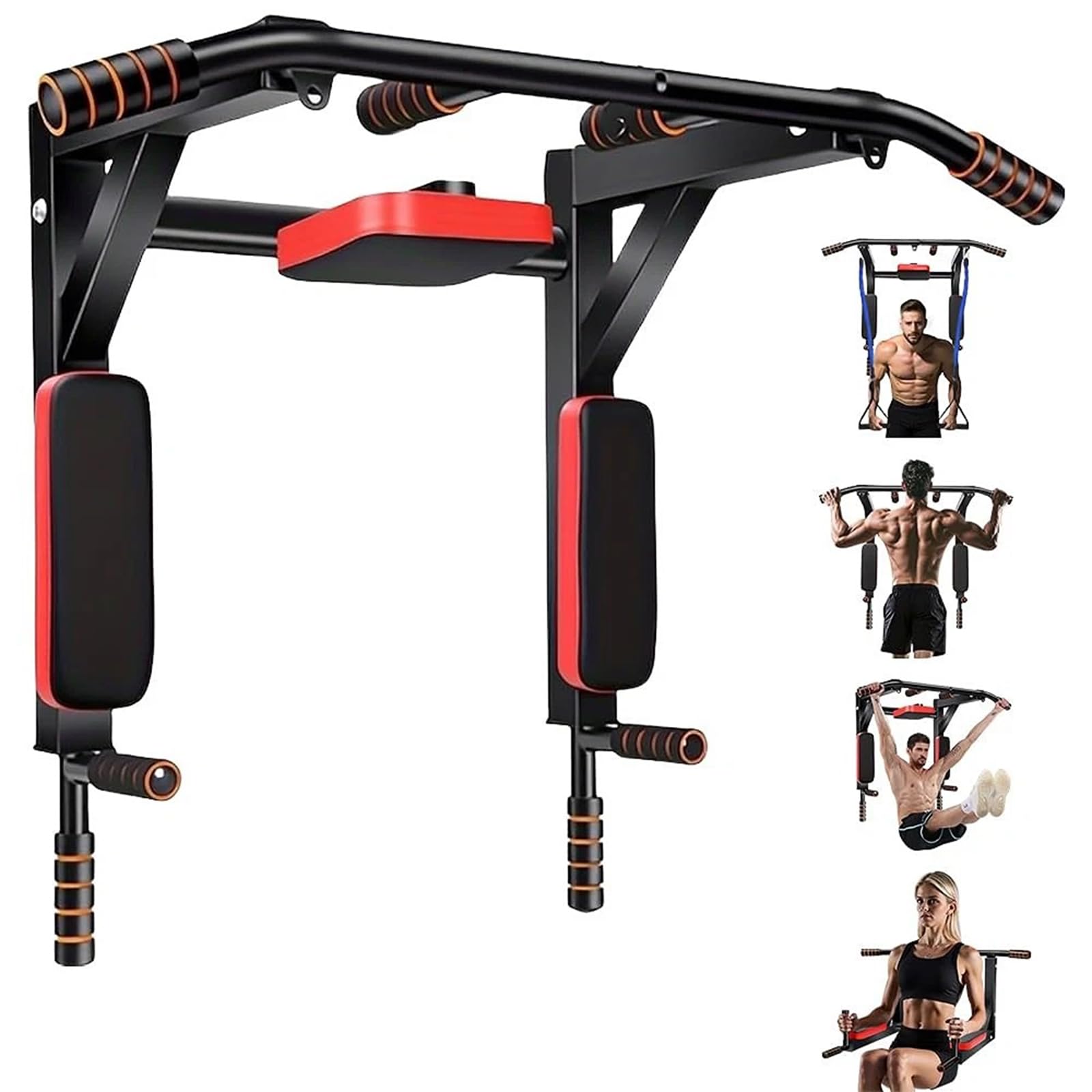 Barra De Dominadas De Pared, Equipo Multifuncional para Ejercicios De Flexiones con Agarre Múltiple, para Entrenamiento En Gimnasio En Casa, Estación De Fondos De Acero Resistente