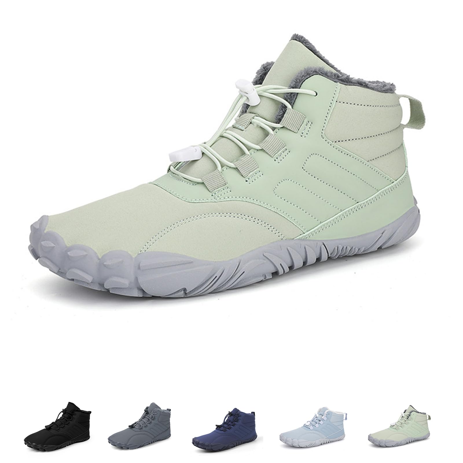 Hike Winter Footwear Barefoot Womens Warm Waterproof Hiking Boots Non-Slip Minimalist Shoes with Wide Toe Box Fur Lined