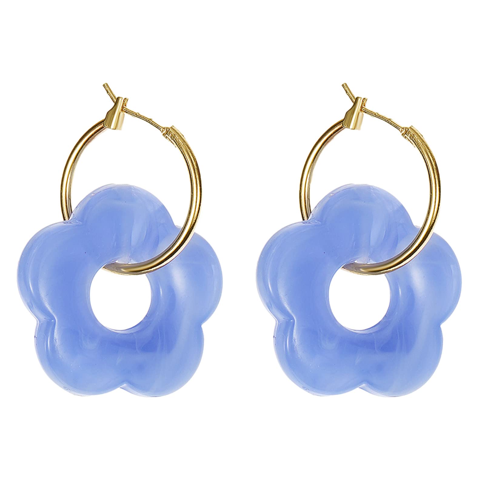 Boucles D'oreilles Clips Vintage En Résine Pastel Multicolore - Bijou Imposant, état Impeccable