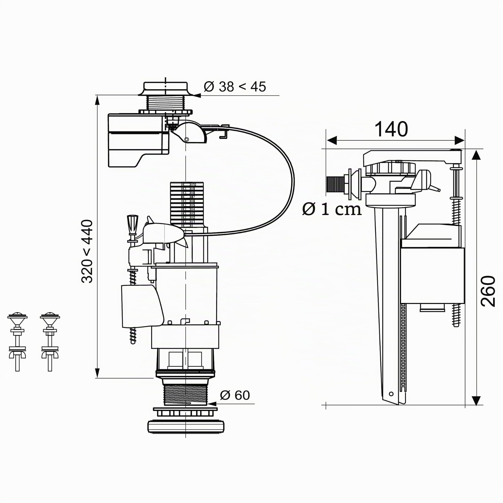 Wirquin 10718613 Meccanismo elettronico + rubinetto Jollyfill laterale E-MW