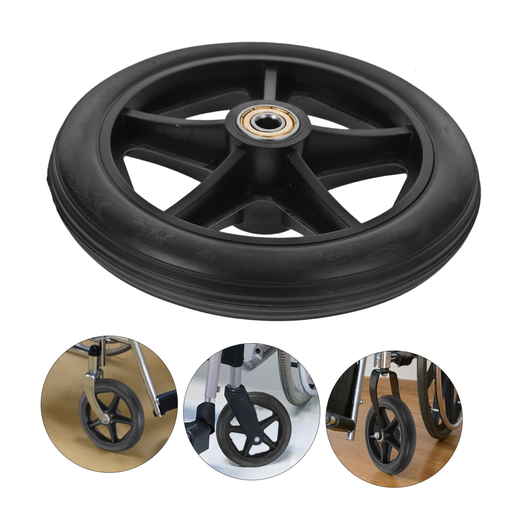 LIFKICH 2pcs Wheelchair Front Wheel Rover Wheels Wheelchair Transport Chair Replacement Wheels for Walkers Wheel Chair Parts Wheelchair Front Casters Drive Walker Accessories Plastic Black