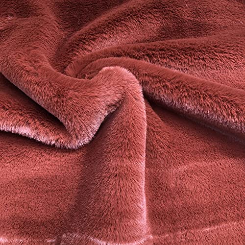 Tissu en fausse fourrure rouille super doux idéal pour plaids de salon et coussins cocooning