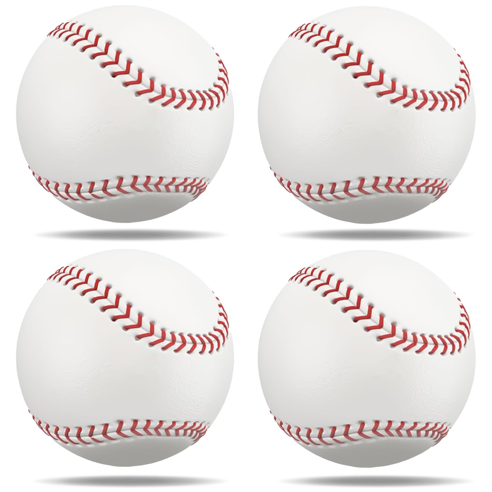 Hnjindong 4 Pack BaseBall Standard 9 Inch, Practice Baseballs Rubber Leather Baseball for Practice & Games