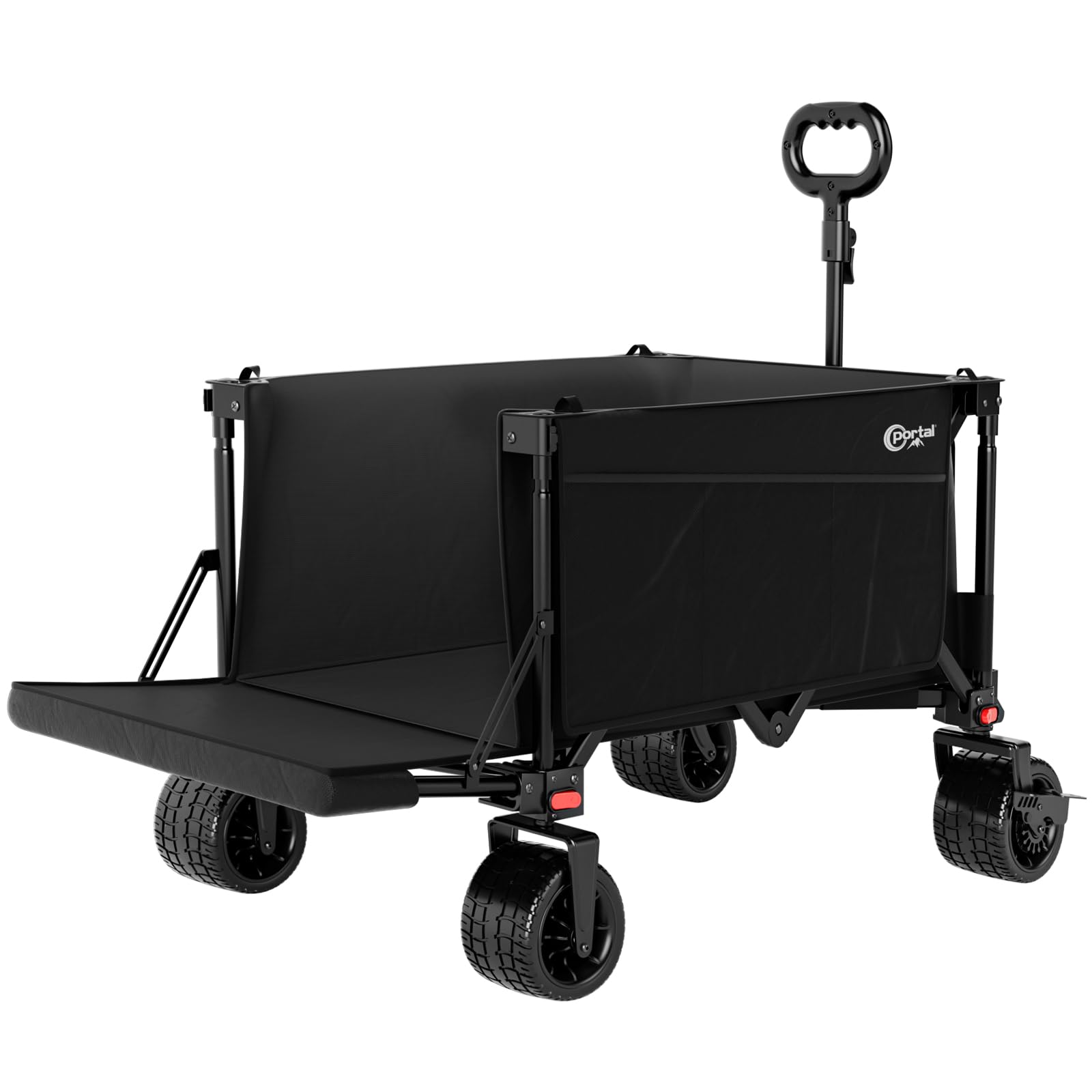 PORTAL Collapsible Folding Beach Wagon with Big Wheels and Tailgate for Sand, 325LBS Heavy Duty Utility Wagon Cart with Brakes, 300L Large Capacity Foldable Beach Cart for Camping, Grocery, Sports