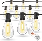 luckystyle 120FT LED Outdoor String Lights with 30+2 Edison Shatterproof Waterproof Bulbs, 2700K Commercial Grade Patio Lights, Heavy Duty Outside Hanging Outdoor Lights for Garden Porch Deck Decor