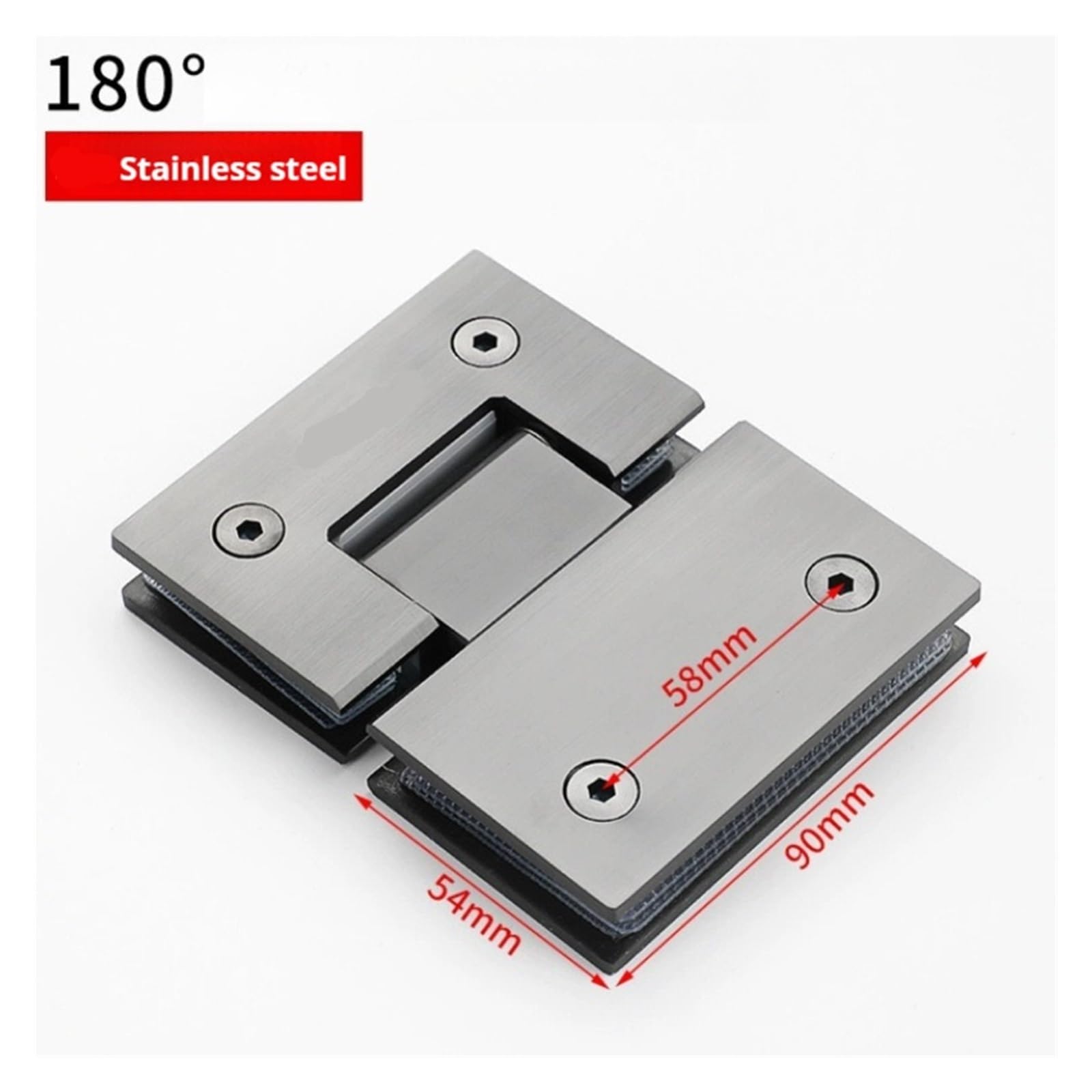 Bisagras para mamparas de ducha Abrazadera de soporte vidrio 90/180 grados for bisagra puerta ducha, acero inoxidable, resistente, for muebles, piezas repuesto(Grey 180 Degree)