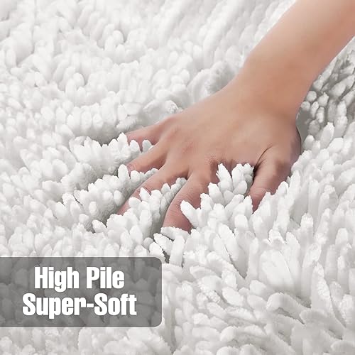 Miniatura 129 de Yimobra Juego de 2 alfombras de baño, alfombra de baño suave y absorbente y alfombra de inodoro en forma de U con respaldo antideslizante, alfombras