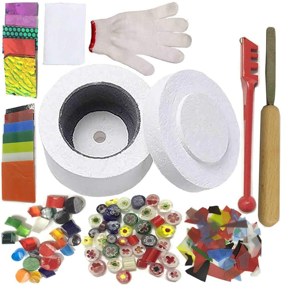 Microwave Kiln and DIY Fusing Glass Jewelry Set - Professional Simple Making DIY Jewelry Glass Fusing Tools Set