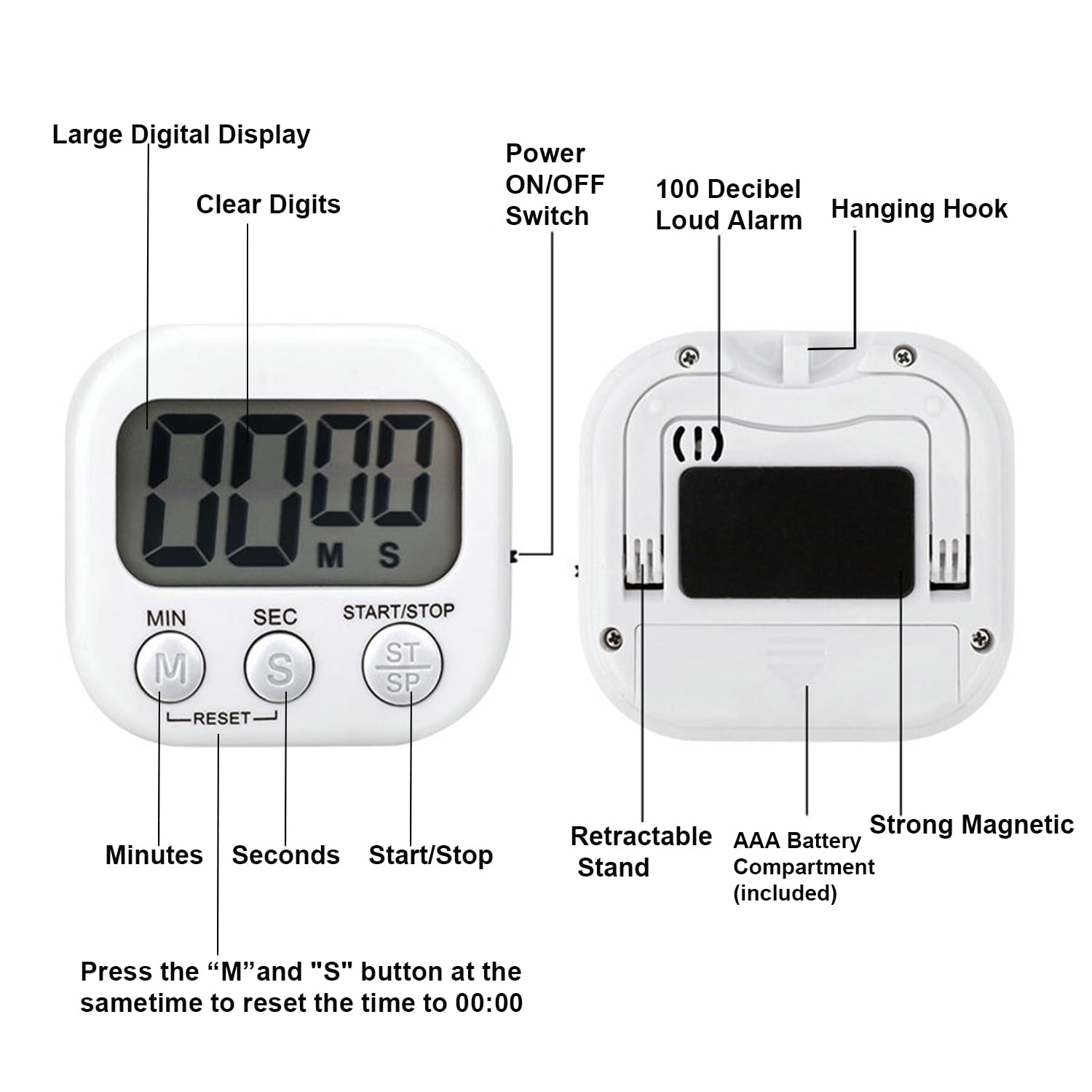 Amazon.com: 6-Pack Digital Kitchen Timer, 99-Min 59-Sec Countdown