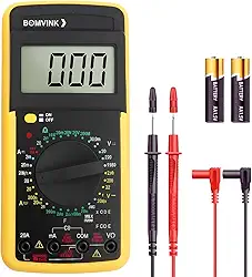 Multímetro Digital Profissional com Capacímetro, Bip Sonoro, Teste de Transistor, LCD 3½ Dígitos, Corrente e Tensão AC/DC + Pilhas Inclusas