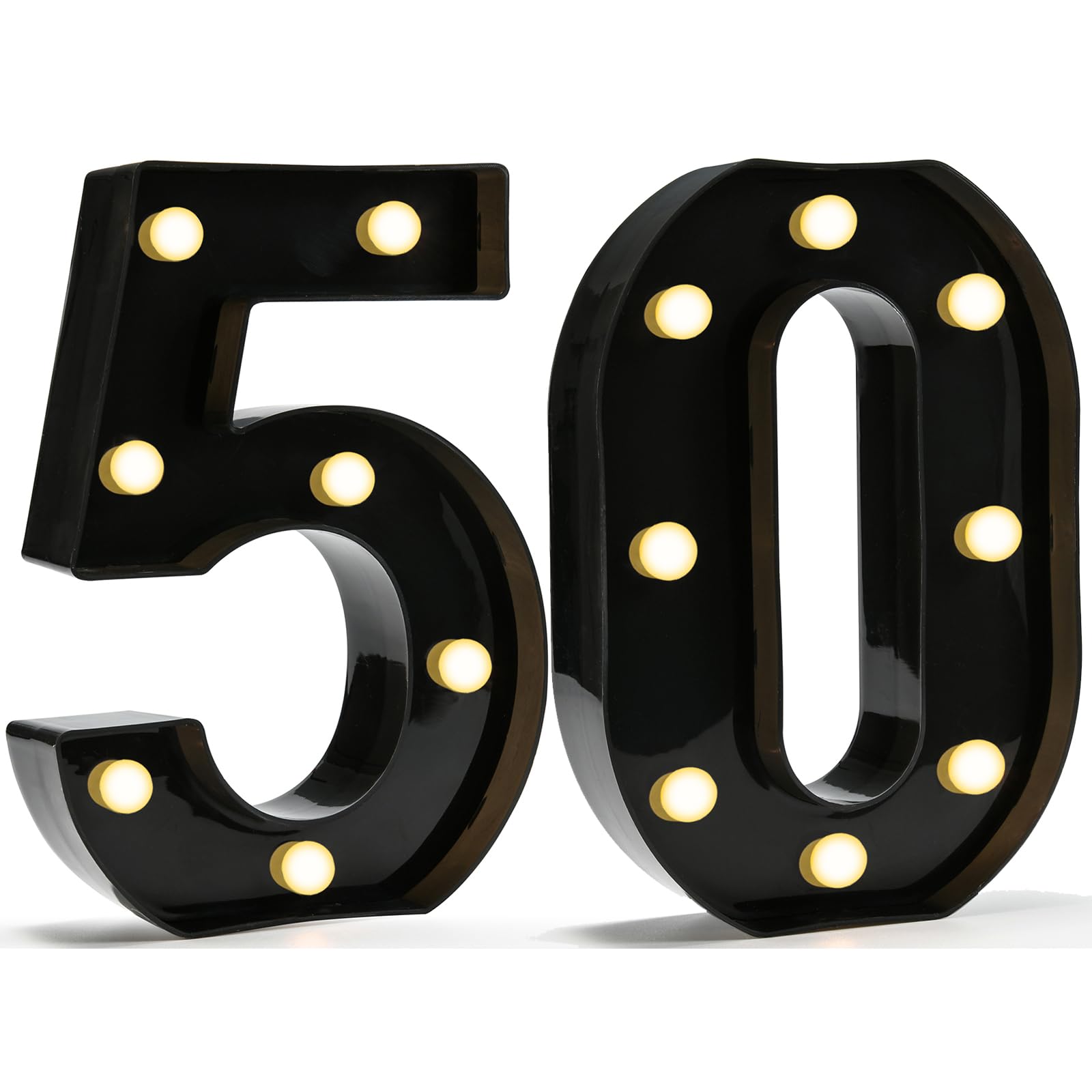 Decorative LED Light Up Numbers, 50th Birthday Decorations for Women Men, Black Marquee Numbers 50 Sign for Her Him Gift Party Backdrop 50th Wedding Anniversary Decor, Number 50
