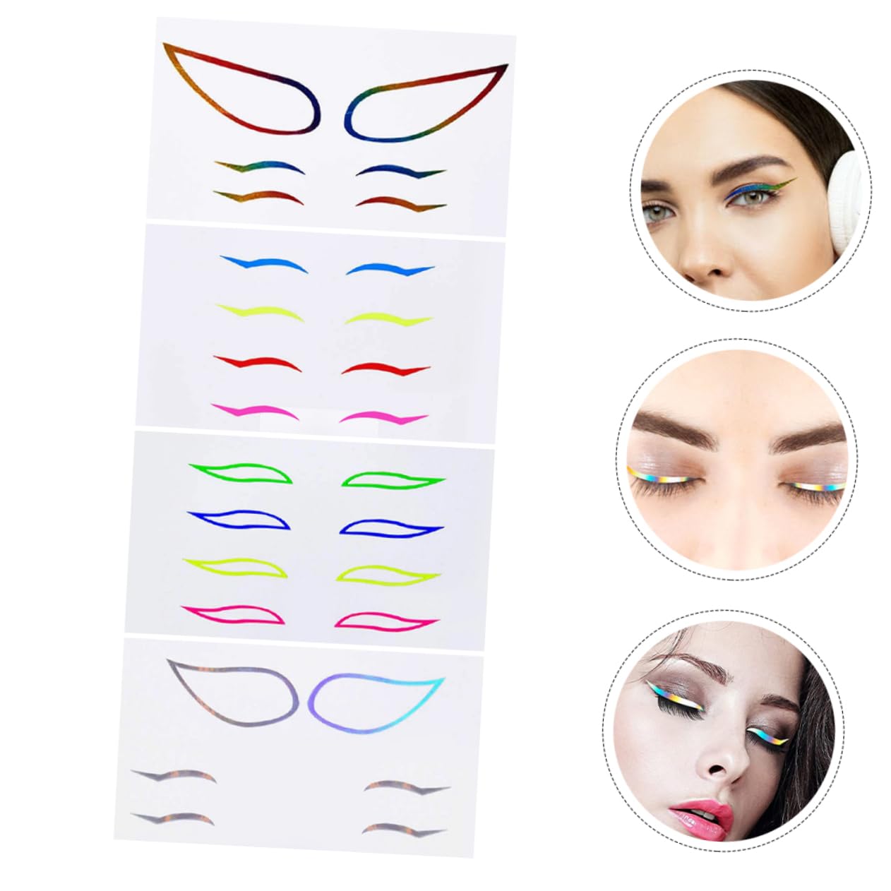 minkissy 20sets Adesivi Eyeliner Colorati Autoadesivi Per Makeup Professionale Leggeri e Portatili Per Eventi e Serate Speciali