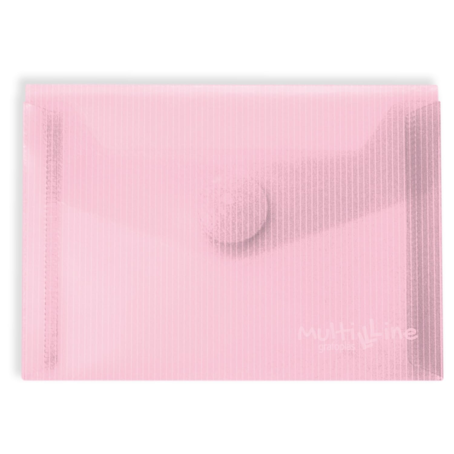 Grafoplás | Pack of 5 A6 Plastic Envelopes | Velcro Closure | Light Pink | Multiline | 16 x 12 cm | Transparent Striped Crystal Polypropylene | Perfect for Small Documents