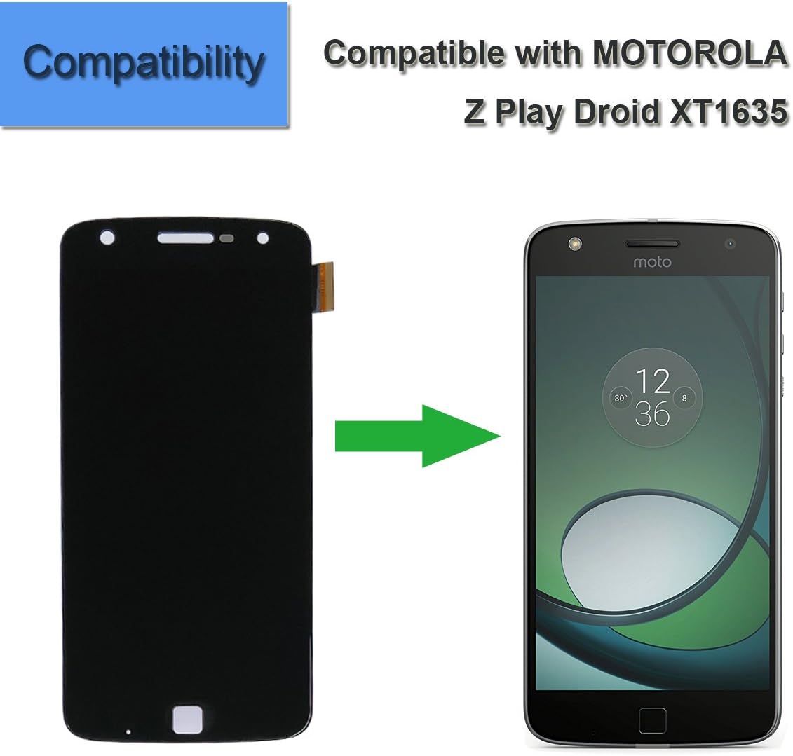 Top Rated E-yiiviil LCD Screen Compatible with Moto Z Play Droid XT1635-01/02 LCD Touch Screen Display Assembly Digitizer + Tools (Black) Best Cyber Deals 🔥 E-yiiviil LCD Screen Compatible with Moto Z Play Droid XT1635-01/02 LCD Touch Screen Display Assembly Digitizer + Tools (Black)