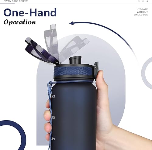 Miniatura 5 de Opard - Botella de agua deportiva de 3032 onzas, con tapa a prueba de fugas y pajilla, sin bisfenol A (BPA), botella de plástico de tritán