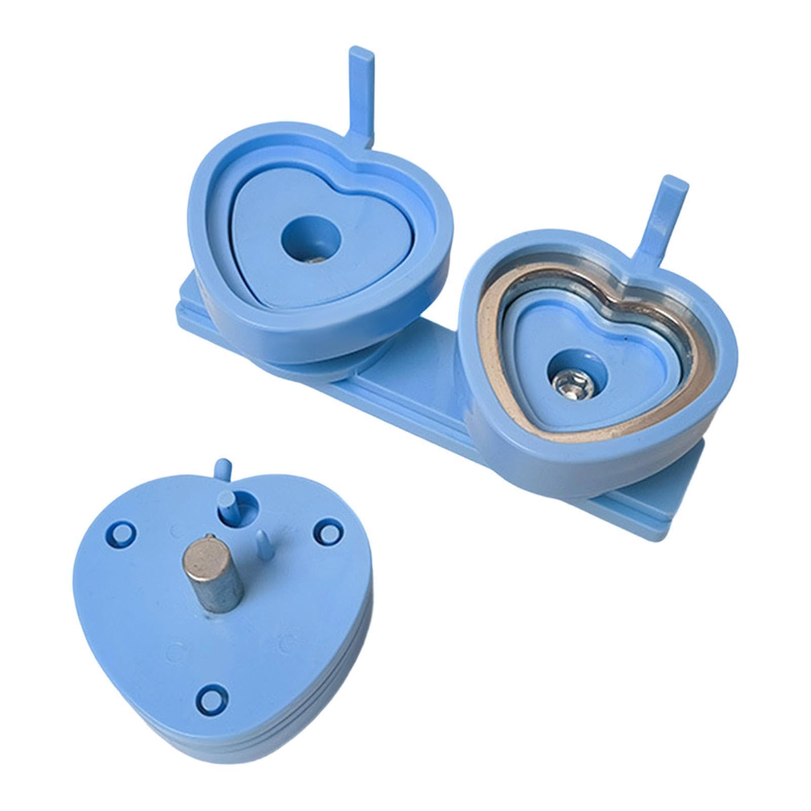 predolo Máquina para Hacer Insignias, Pins Y Botones, Modelo de Troquel Intercambiable, Accesorios para Máquina de de Insignias con Forma de Corazón, Azul Claro