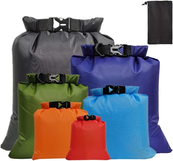 kuou 6 Packs Waterproof Dry Bags, Lightweight Dry Sacks Set Floating