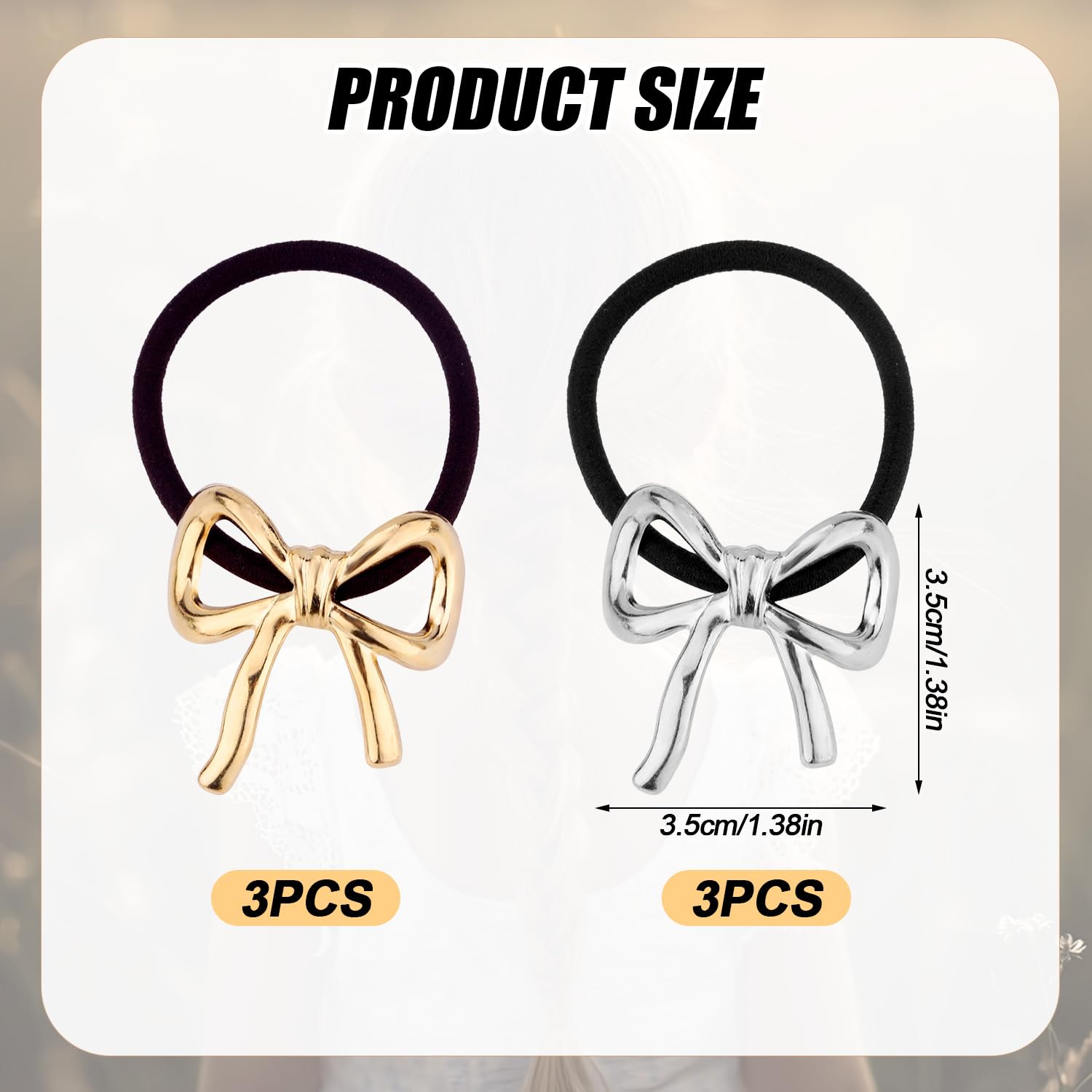 6pcs Metal Bow Hair Ties - Image 2