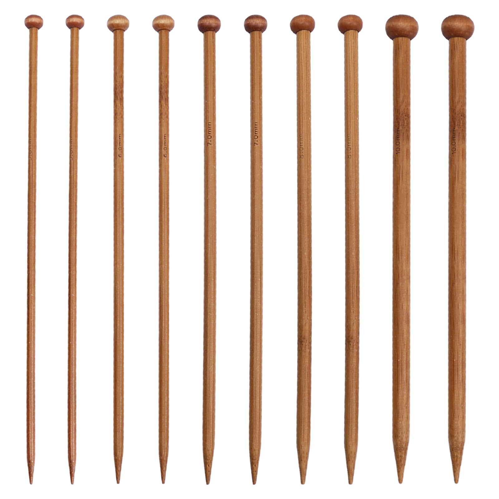 Qylazune Women's Brown 10 Pcs Knitting Needles Set Wooden Knitting Pins Bamboo Knitting Needles 5Mm 6Mm 7Mm 8Mm 10Mm Smooth Light For And Men Beginners And Experienced Crafters Alike Family Indoor Outdoor Textile