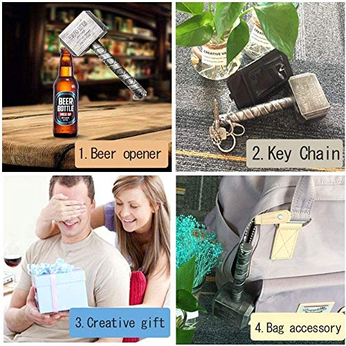 TUSNAKE Flesopener bieropener, Marvel Style Avengers Thor Hammer flesopener, Perfect voor bar en huishoudelijk gebruik… - Afbeelding 6