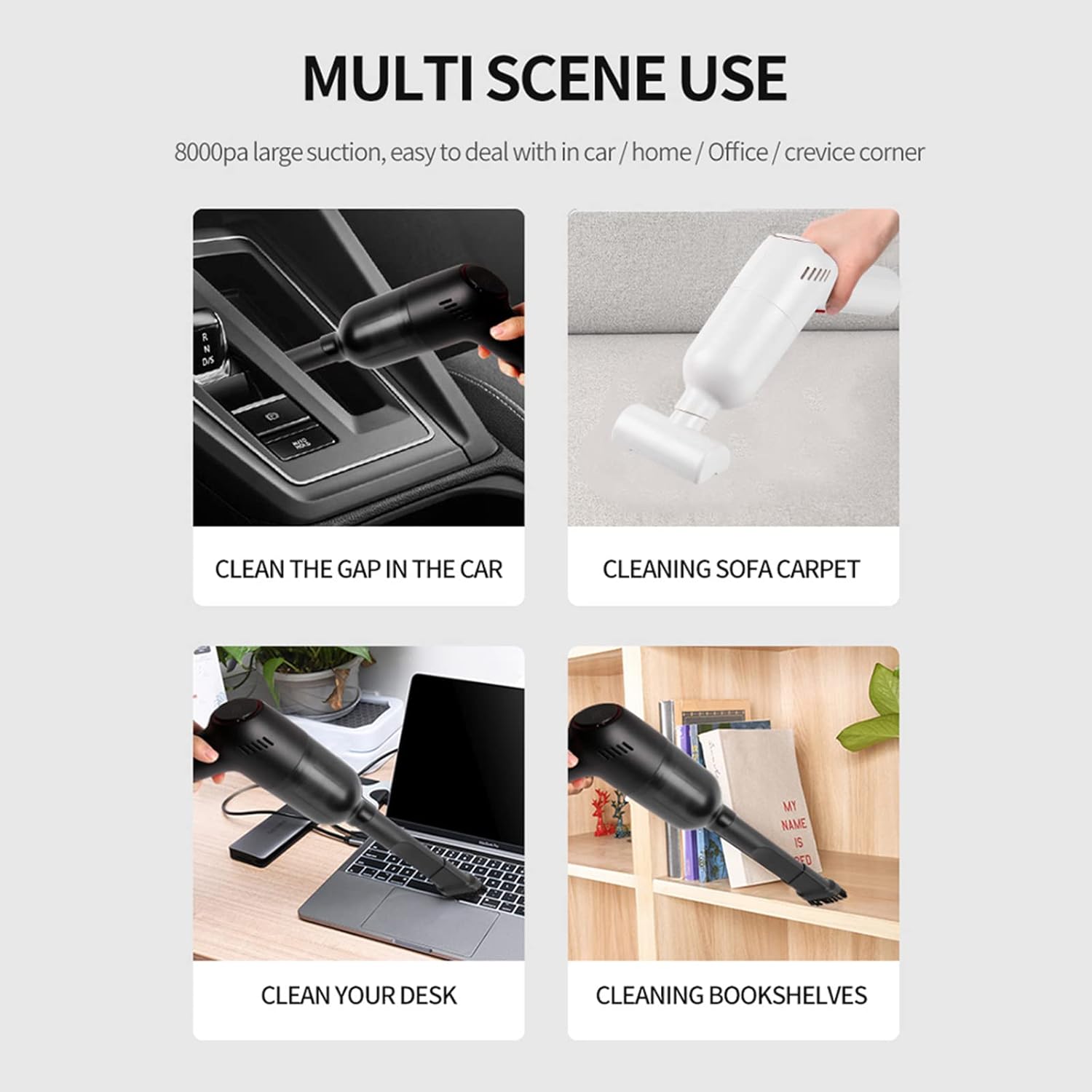 Car Vacuum Cleaner Handheld Mini Vacuum Portable Car Accessory Car Cleaning Kit, Car Vacuum Cleaner with Double Filtration System,Green