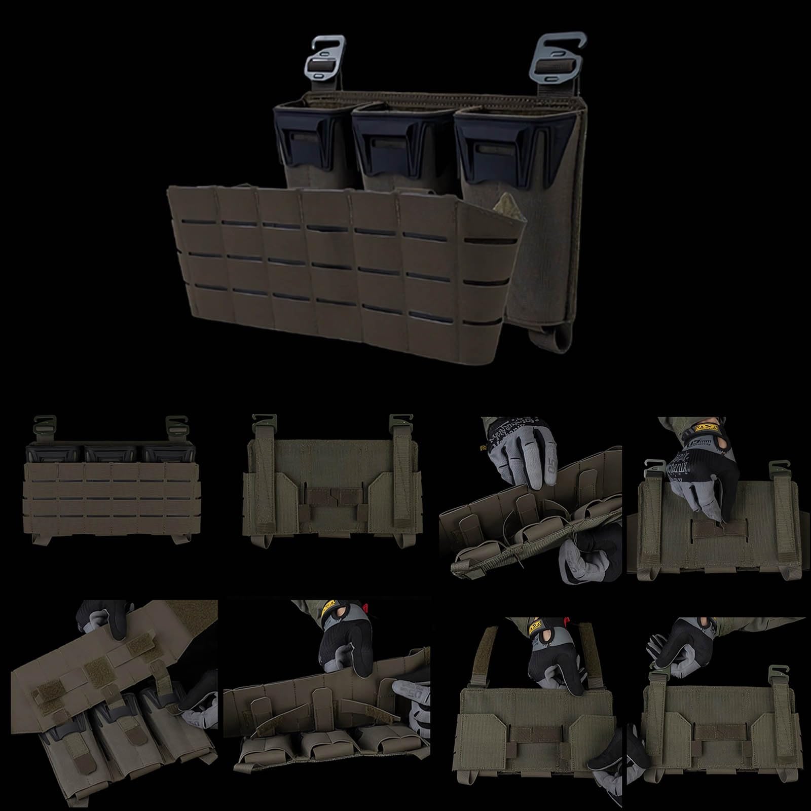 Taktyczna Kieszeń Administracyjna Z Trzema Kieszeniami Na Magazynki, Adapterem Molle Do Płyt Montażowych Do Akcesoriów Myśliwskich Airsoft Military(Gray)