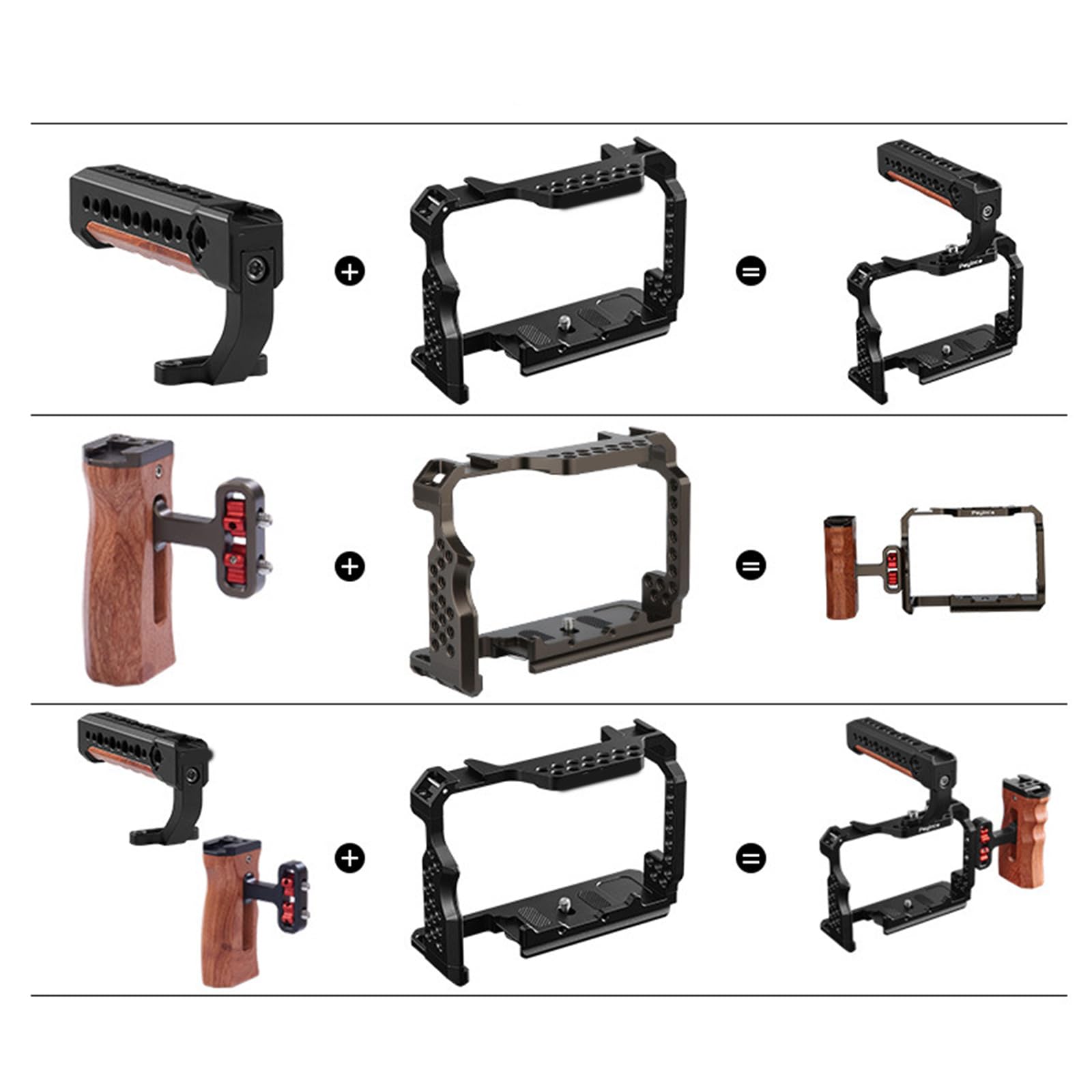 Impugnatura per gabbia per fotocamera, con fori di espansione da 1/4", stabilizzatore di espansione a sgancio rapido, per supporto fotocamera A7M3, A73, A7R3, A7R2
