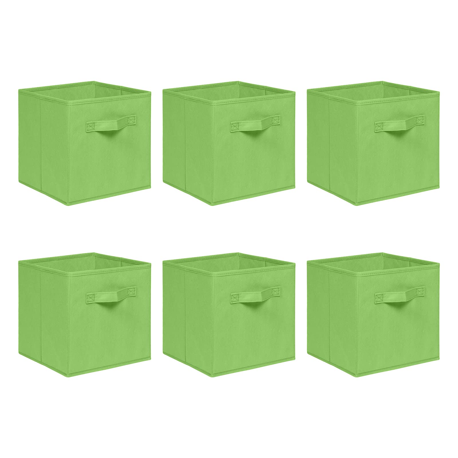 NICEME Foldable Cube Storage Unit Boxes, Non-Woven Fabric Storage Boxes Set, Clothes Drawers for Shelves, 26.5x26.5x28 cm (Light Green, Set of 6)