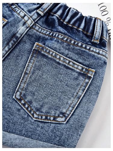 Floerns Girl's Ripped Up Distressed Elastic Waist Straight Leg Denim Shorts4