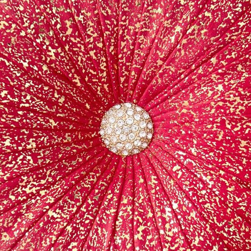 Image of EUCIOR Round Throw Pillows,Pumpkin Pleated Handmade Throw Pillows,Red Throw Pillow Decorative Pillows for Home Decor Bedroom Living Room Couch Bed Sofa (Red)
