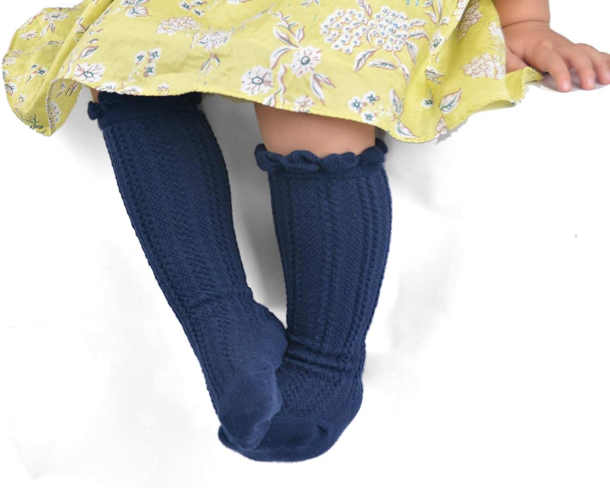 EPEIUS Baby Girls Knee High Socks Cotton Uniform Socks Tube Ruffled Stockings Newborn Infant Toddler (Pack of 3/5) - Image 4