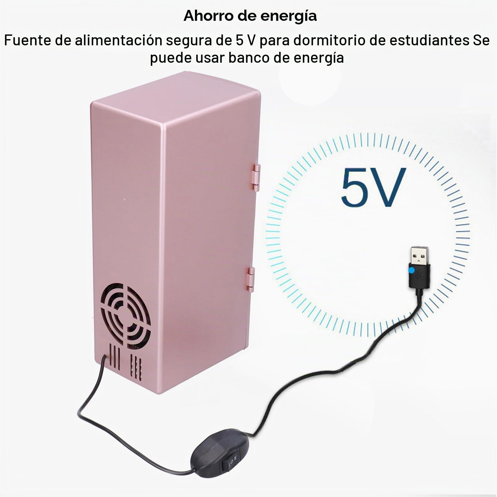 Fdit Mini Nevera, Pequeños Cosméticos USB Portátiles de Oro Rosa Refrigerados, Refrigerador y Calentador Compacto