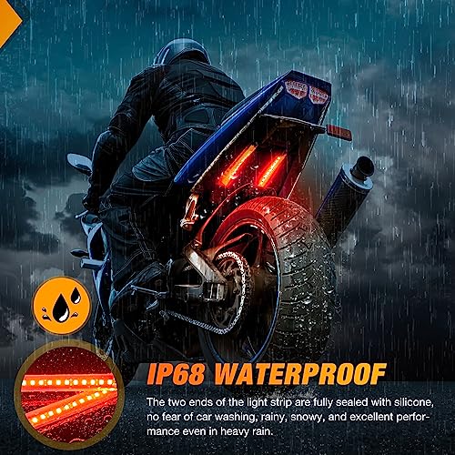 Image of Nilight 2PCS 5Inch LED Motorcycle Turn Signal Running Brake Stop Tail Light Strips Red Beam Flexible Bend Adhesive Universal Fit Harley Motorcycles Dirt Bikes Snowmobile ATV