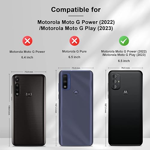Miniatura 2 de Jasonyu Funda tipo cartera con tapa para Moto G Play (2023)Moto G Power (2022), funda magnética de cuero con tarjetero, función atril, funda