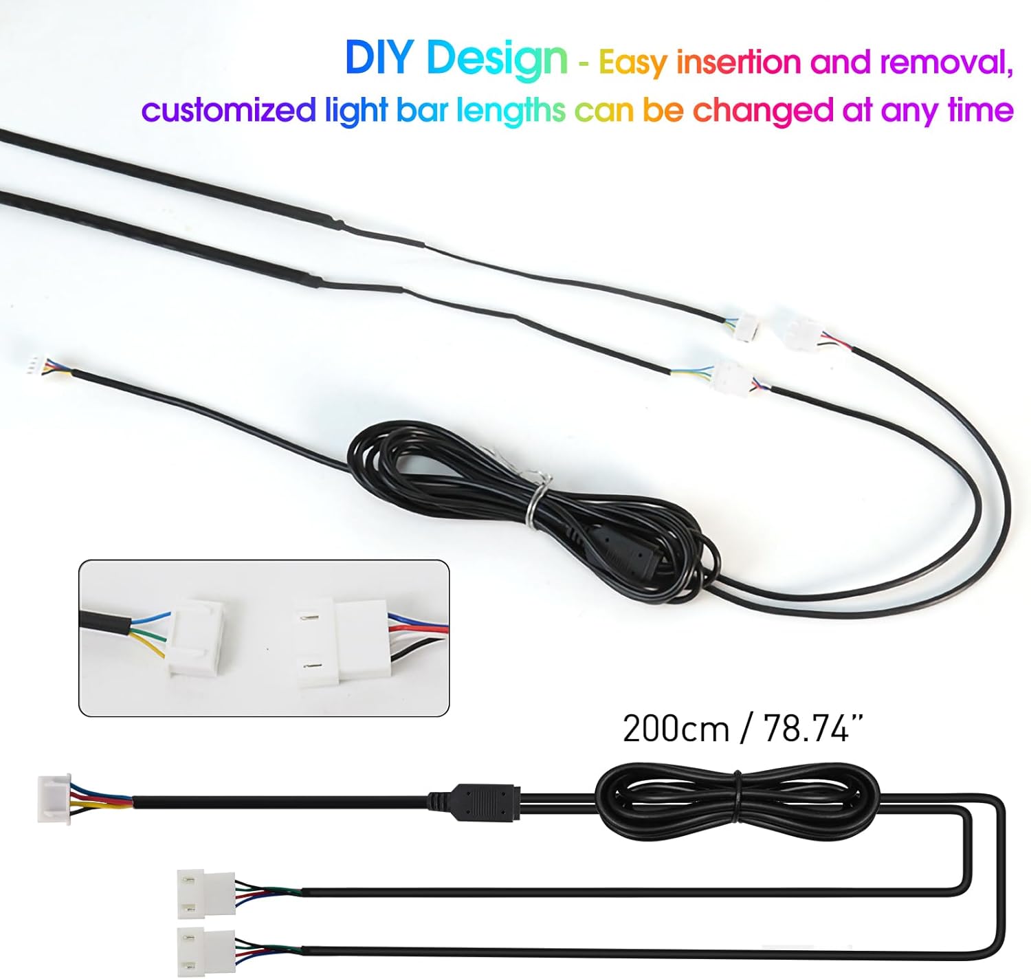 Dreamcolor Interior Acrylic Car Light Strip, 2 in 1 Car LED Strip Light with APP Control 43.3 Inches Fiber Optic Ambient Lighting Kits, Multi-Modes Sound Sync Neon Lights