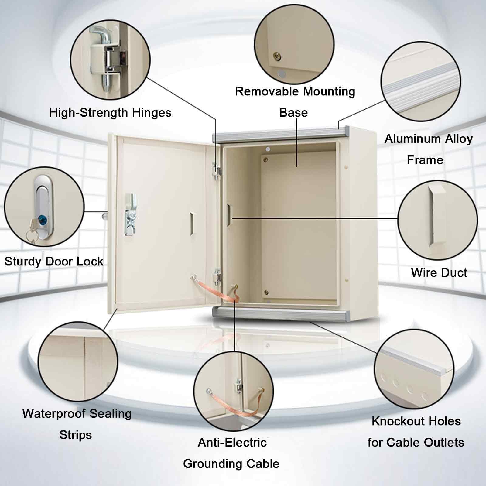 Scatola di derivazione elettrica, Scatola elettrica per Esterni Impermeabile IP66 con Serratura e Pannello di Montaggio Interno (Dimensioni: 40x50x20 cm (16x20x8 Pollici))