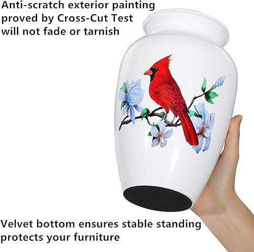 Miniatura 5 de ICOKEE Urna para cenizas humanas urna de cremación cardenal roja urna funeraria blanca urna decorativa urna de entierro urna conmemorativa grande