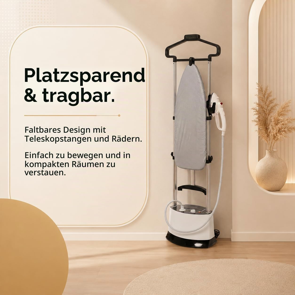 Dampfglätter Station: 1400 W Vertikaler Steamer und Dampfglätter Mit Ständer 6 Bar 95 g Min 1 6 L Wassertank Faltbares Bügelbrett für Kleidung Hemden Familienwäsche Alltag Zuhause