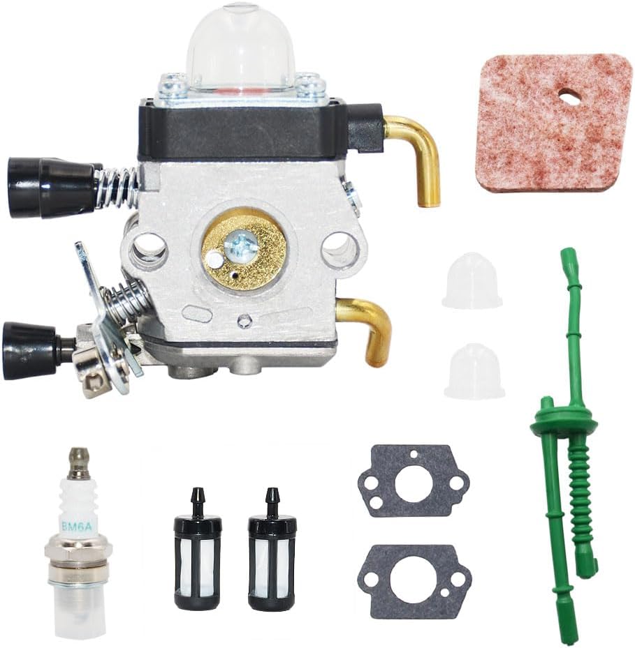 FS55 FS55R Carburetor for STHIL FS45 HS45 FS38 HL45 KM55R FS55RC C1Q-S97 Carburetor for ZAMA STIHL String Trimmer Weed Eater Parts with Fuel Line Kit c1q-s186 FS85 FS80R FS85R FS85T FS85RX Rebuild Kit