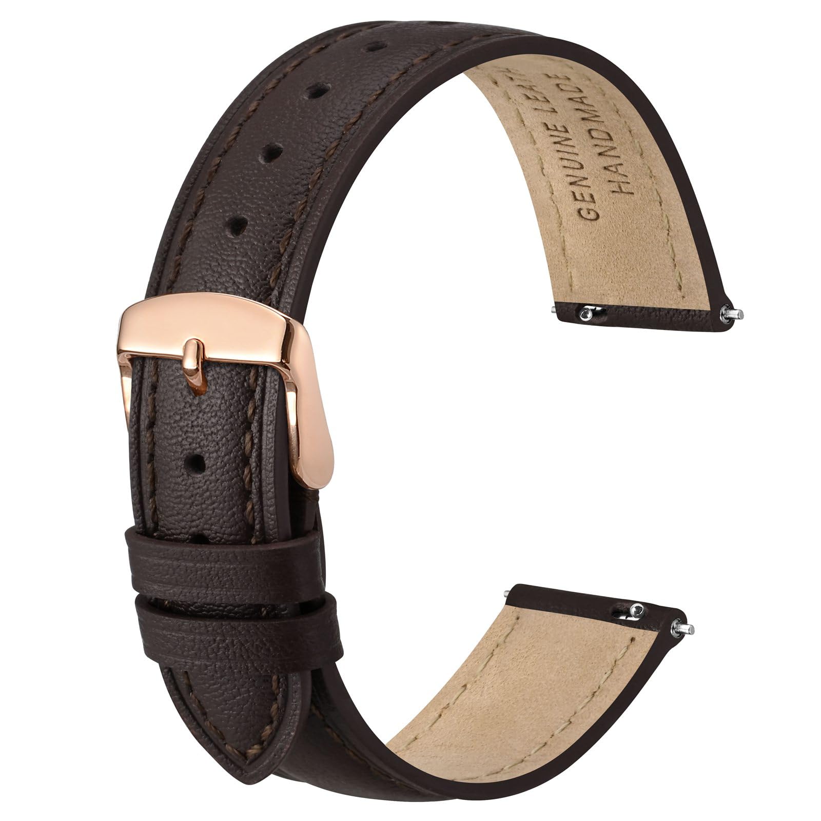 Anbeer Flat Thin Elegantes Echtes Leder Uhrenarmband, Schnellverschluss Ersatz Uhrenarmband für Frauen, Mehrere Größenauswahl
