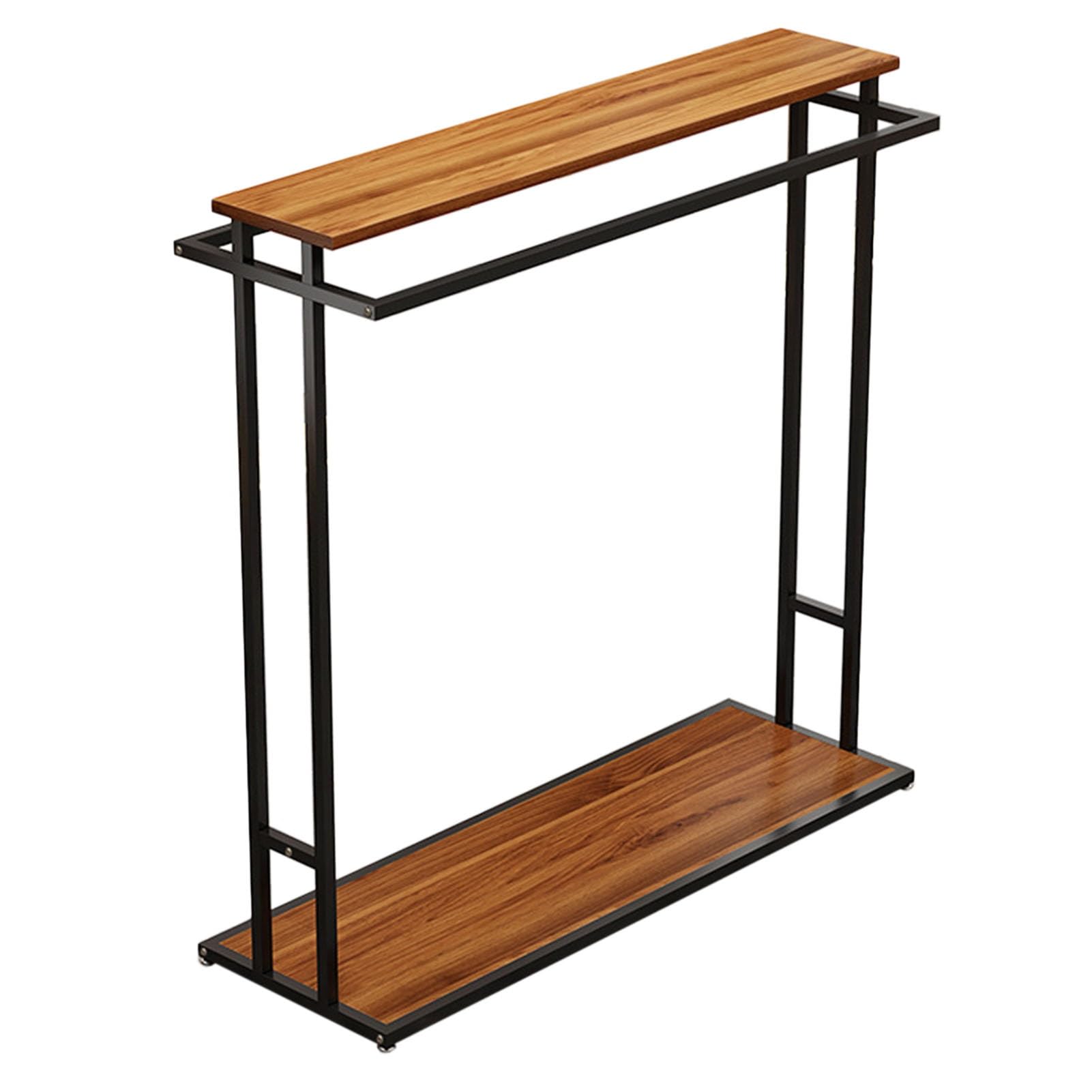 LRZPTDYU Industrial Clothing Rack with Wood Shelves Metal Garment Display Stand for Retail Stores Boutiques and Home Use (150CM) &