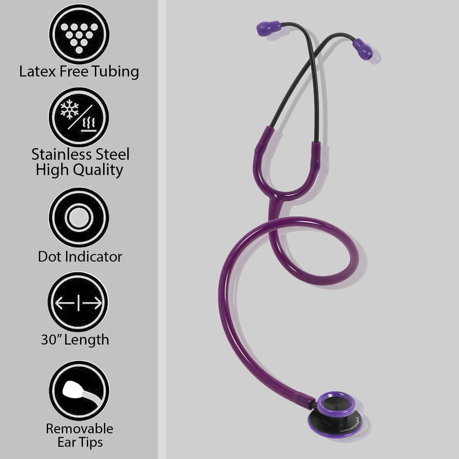RCSP Micro Stethoscope for Doctors and Medical Student, Adult | Lightweight Chest Piece with Flexible Single Head, Purple | Aluminum 2