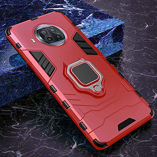 Image of WOW IMAGINE Shock Proof Back Case Mobile Cover for iQOO Z3 (Tough Armor | Hybrid PC + TPU | Full Protection with Ring Holder & in-Built Kickstand | Red)
