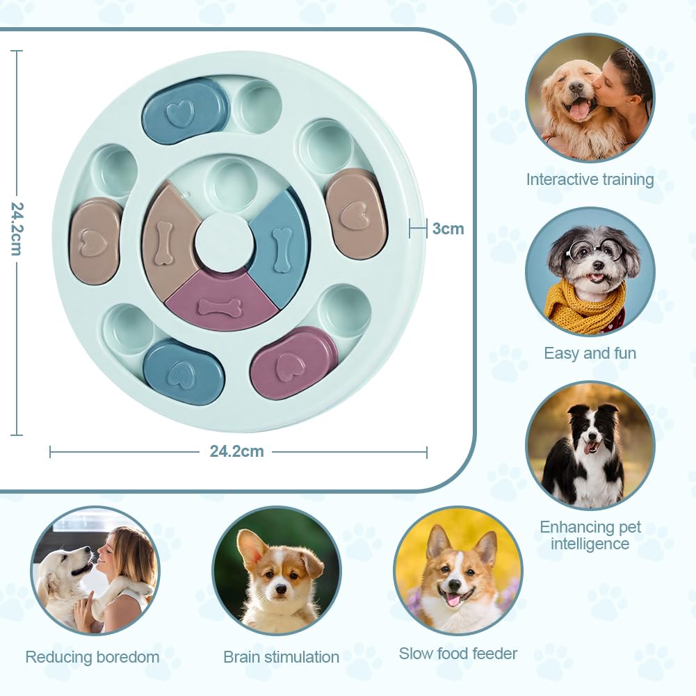 Giocattoli di Intelligenza per Cani, Treat Dispenser Giocattolo Interattivo, Puzzle Antiscivolo per Cani, Lavabile, Sicurezza, Giocattolo intelligenza per Cani, Cuccioli e Gatti, Blu