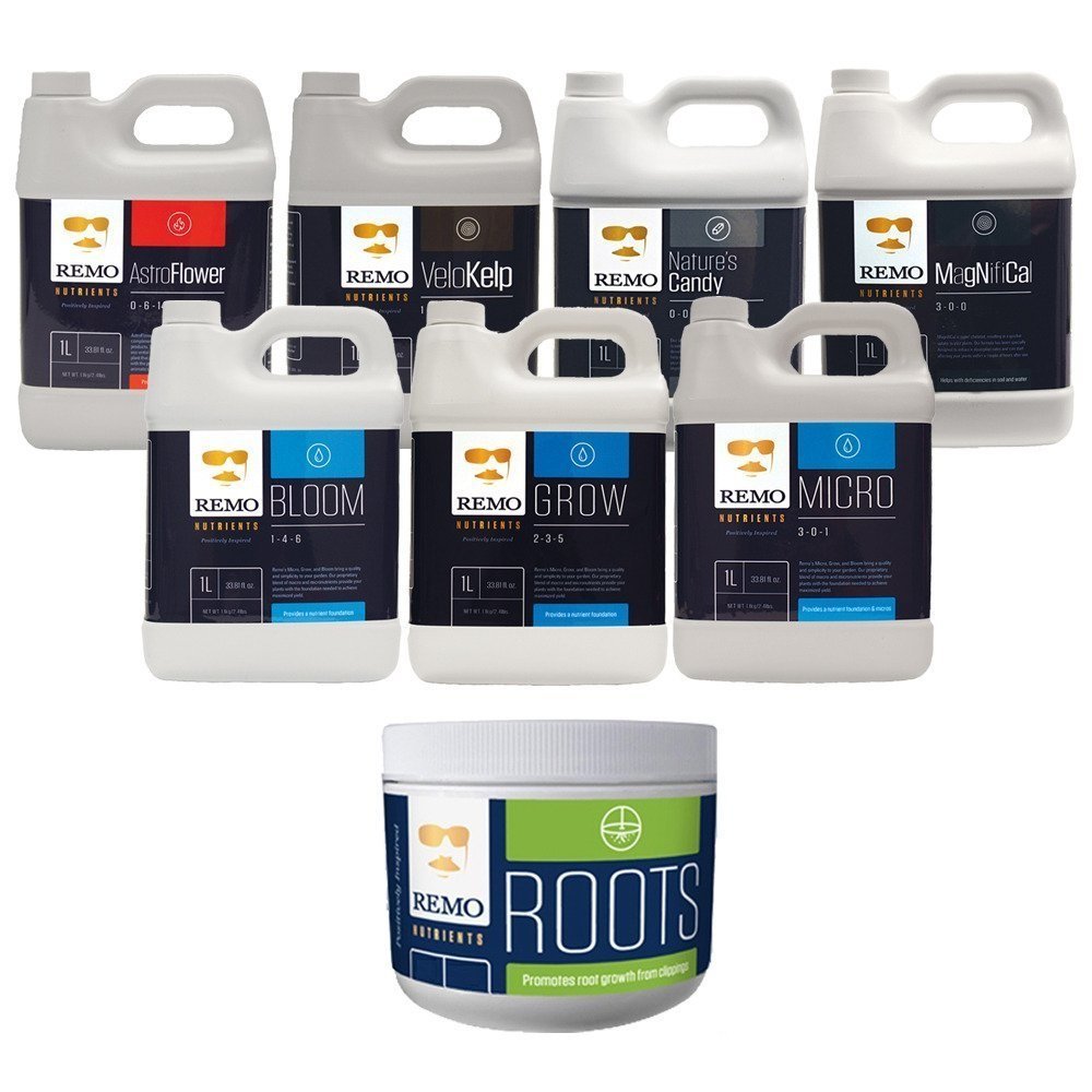 Remo Nutrients Start Kit Bundle: 1 Liter Of Bloom, Micro, Grow, Velokelp, Astroflower, Nature's Candy, Magnifical & 2 OZ Roots Gel