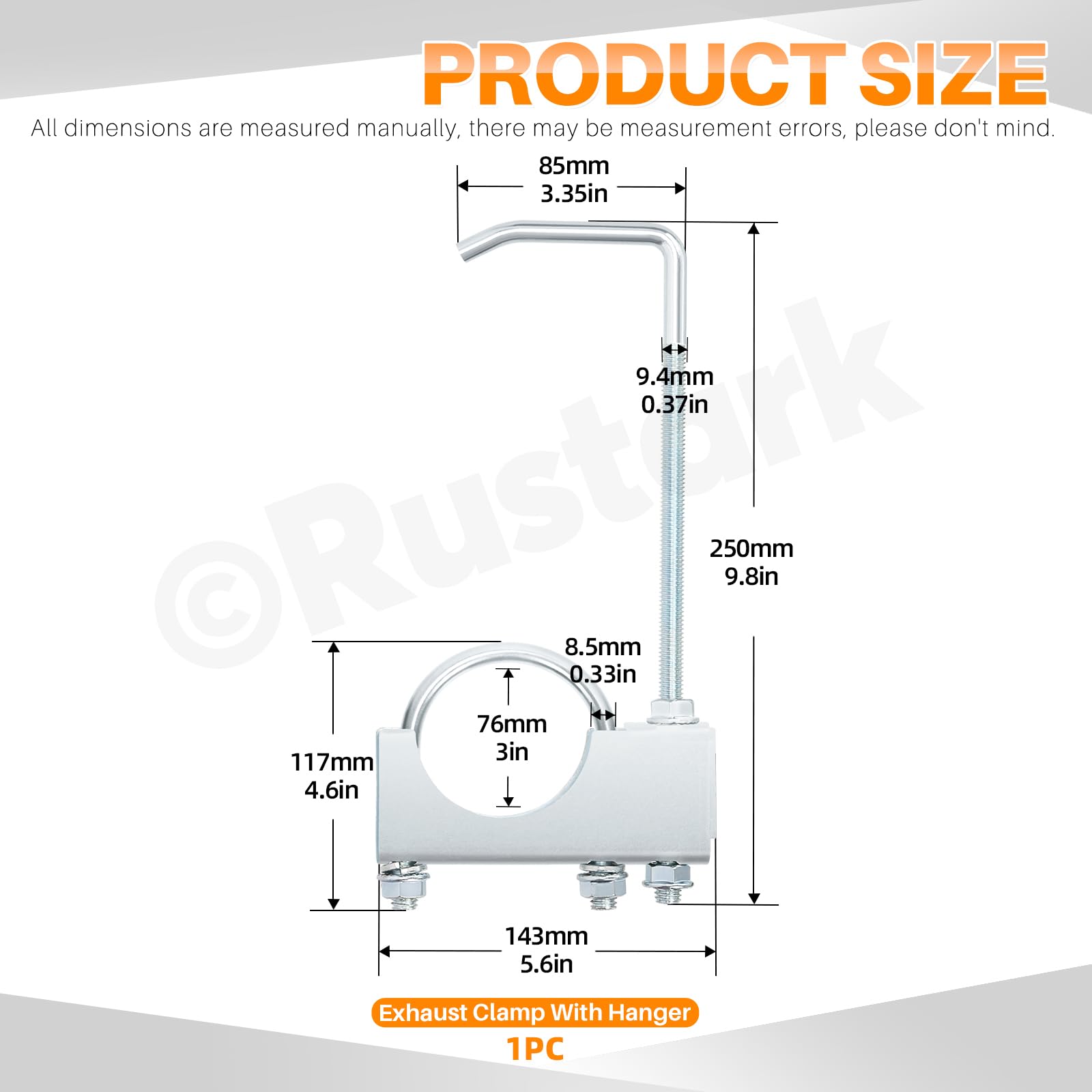 Zacisk do rury wydechowej Heavy Duty, wieszak na rurę wydechową, 3 cale
