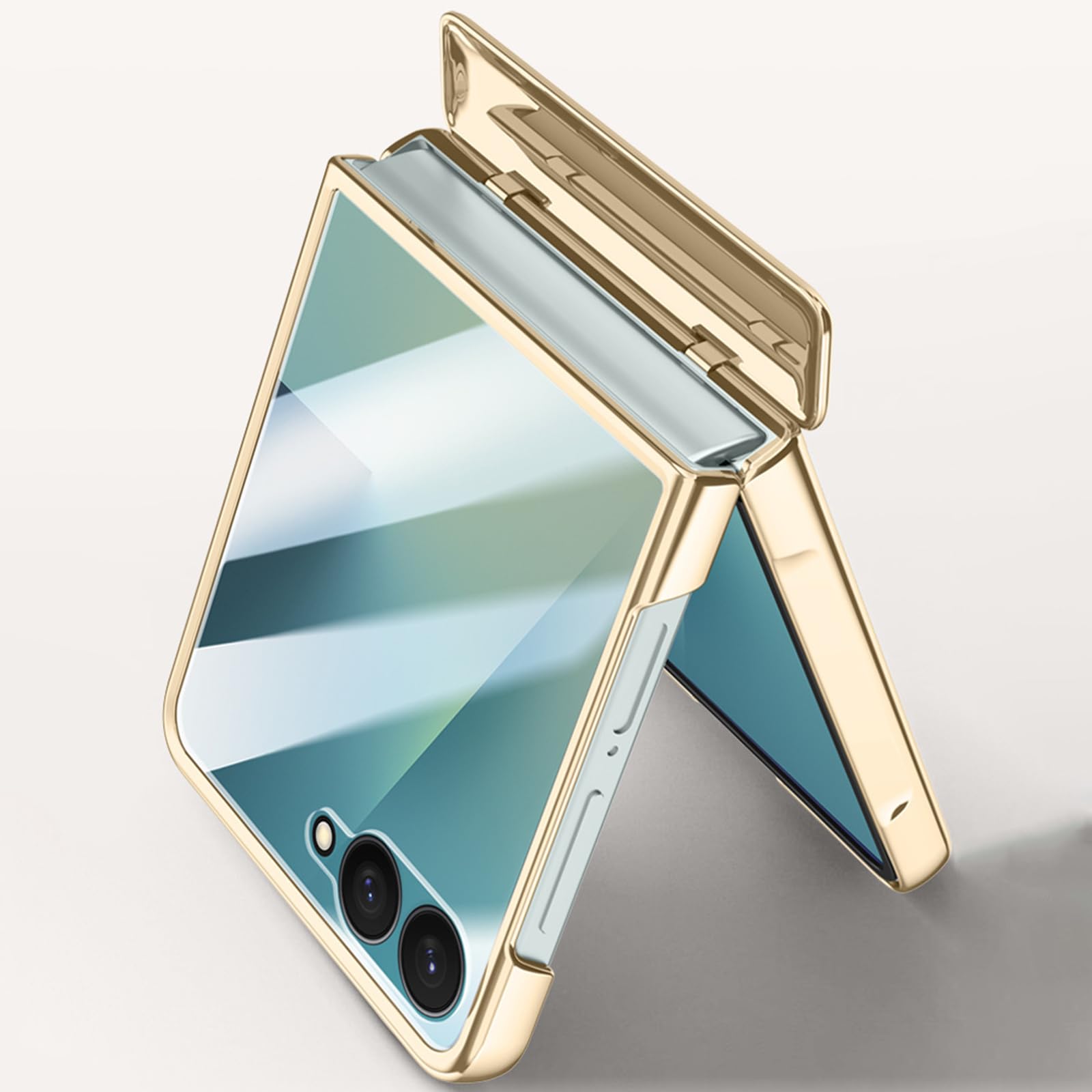 Sottile Custodia per Samsung Galaxy Z Flip 8, Lusso Placcatura Pelle Cover