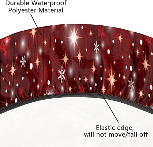 Miniatura 5 de Pardick Mantel redondo ajustable con diseño de árbol de Navidad, diseño de copos de nieve de Navidad con borde elástico, impermeable, lavable para